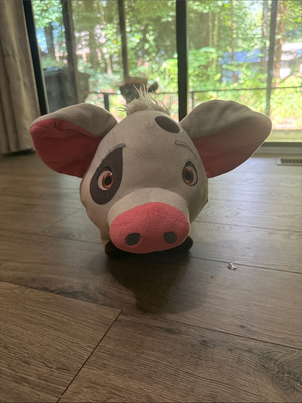 Disney Gray and Pink Pua Pig Plush Accent Pillow